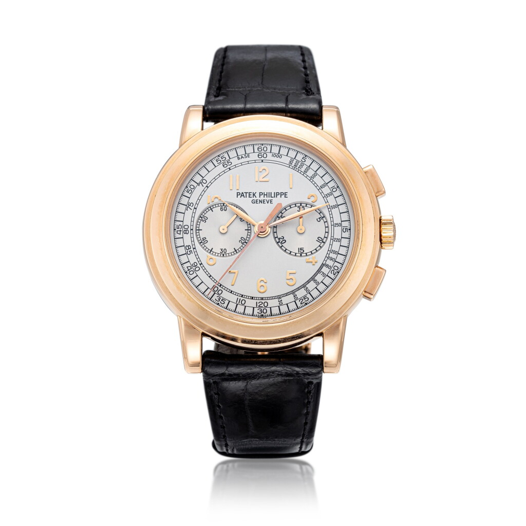 View full screen - View 1 of Lot 75. Ref. 5070 Pink gold chronograph wristwatch Made in 2008 | 百達翡麗 5070型號粉紅金計時腕錶,2008年製.