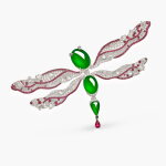 Jadeite, Ruby and Diamond 'Dragonfly' Brooch | 天然「緬甸」翡翠 配 紅寶石 及 鑽石「 ⽟蜓萬芊」 胸針