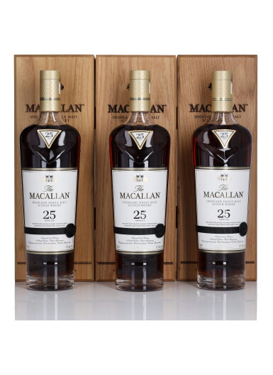 View full screen - View 1 of Lot 78. The Macallan 25 Year Old Sherry Oak 43.0 abv NV (3 BT 75cl).