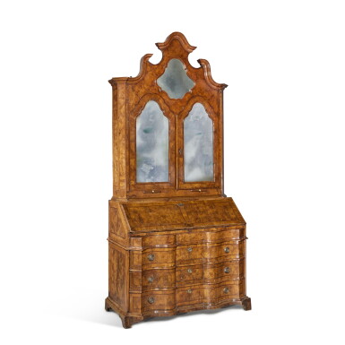 View full screen - View 1 of Lot 580. A North Italian Rococo Burr Walnut Bureau Cabinet, Circa 1740.