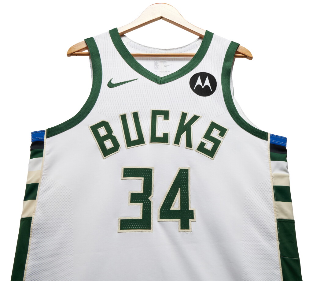 View full screen - View 1 of Lot 16. Giannis Antetokounmpo Milwaukee Bucks 2024-2025 Kia NBA Tip-Off Game Worn Association Edition Jersey | Double-Double.