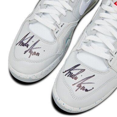 View full screen - View 1 of Lot 39. Andre Agassi Nike Air Tech Challenge 2 'Back to the US Open' Signed Sneakers.