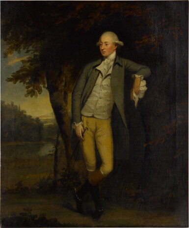 View full screen - View 1 of Lot 225. Portrait of a gentleman in a landscape, full length.