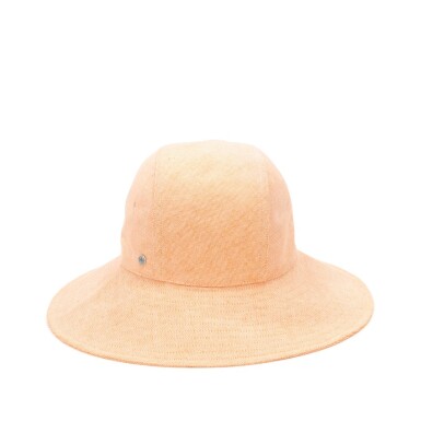 View full screen - View 1 of Lot 219. Jaune Itauba H Linen and Cotton Canvas H Passant Colette Hat Palladium Hardware.