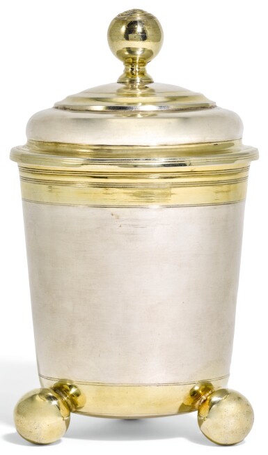 View full screen - View 1 of Lot 7. A LARGE FRANCO-GERMAN PARCEL-GILT SILVER BEAKER AND COVER, JOSIAS DIFFENBECHER, STRASBOURG, CIRCA 1680.