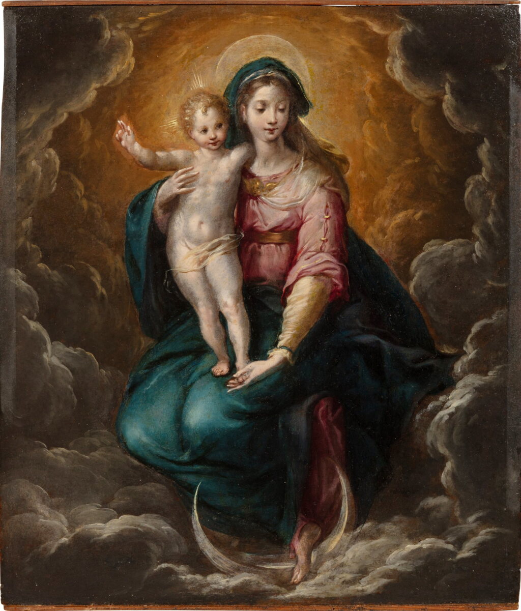 View full screen - View 1 of Lot 102. The Madonna and Child on a crescent moon.