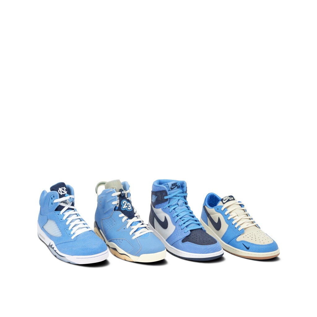 View full screen - View 1 of Lot 32. Set of Four | Nike Air Jordan 'University of North Carolina' Player Exclusive Samples | Size 13.