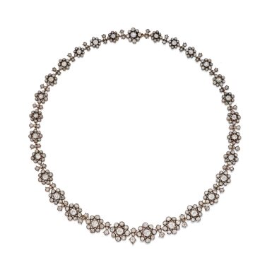 View full screen - View 1 of Lot 143. Silver-Topped Gold and Diamond Necklace.