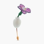 Pink Spinel, White Jade and Enamel Jabot Brooch