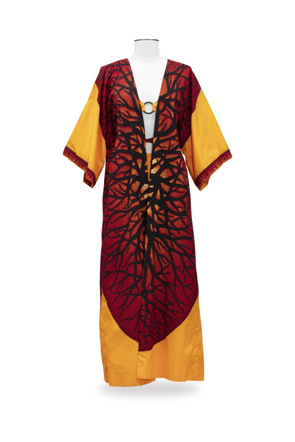 View full screen - View 1 of Lot 48. Marina Lante della Rovere, circa 1971, Coton beach coat and matching bra and trousers | Manteau de plage en coton, brassière et pantalon large.