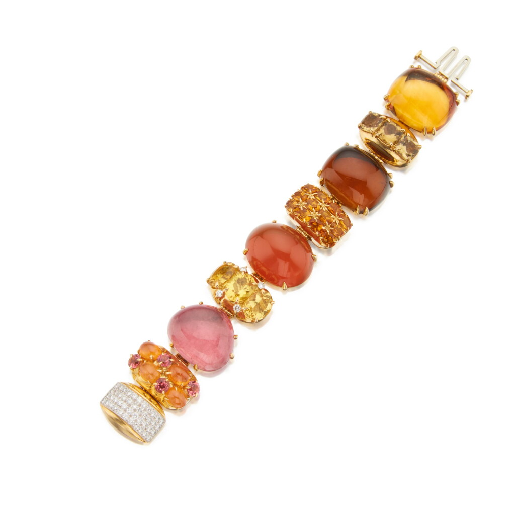View full screen - View 1 of Lot 26. Seaman Schepps | Gem-Set and Diamond 'Rio' Bracelet .