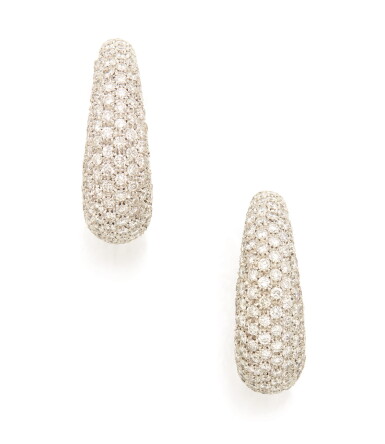 View full screen - View 1 of Lot 419. PAIR OF DIAMOND EARCLIPS.