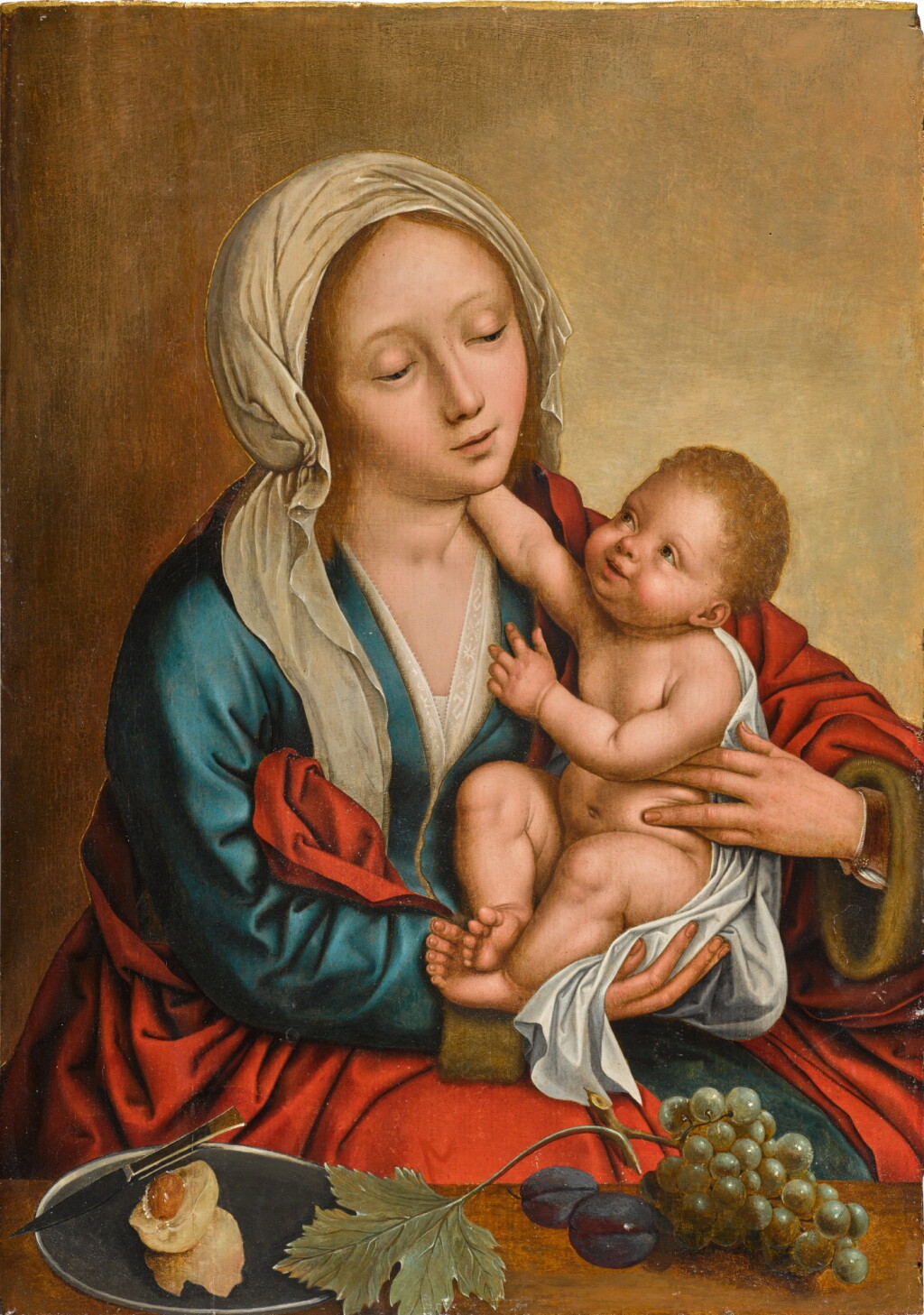 View full screen - View 1 of Lot 403. The Virgin and Child with a still life on a ledge.