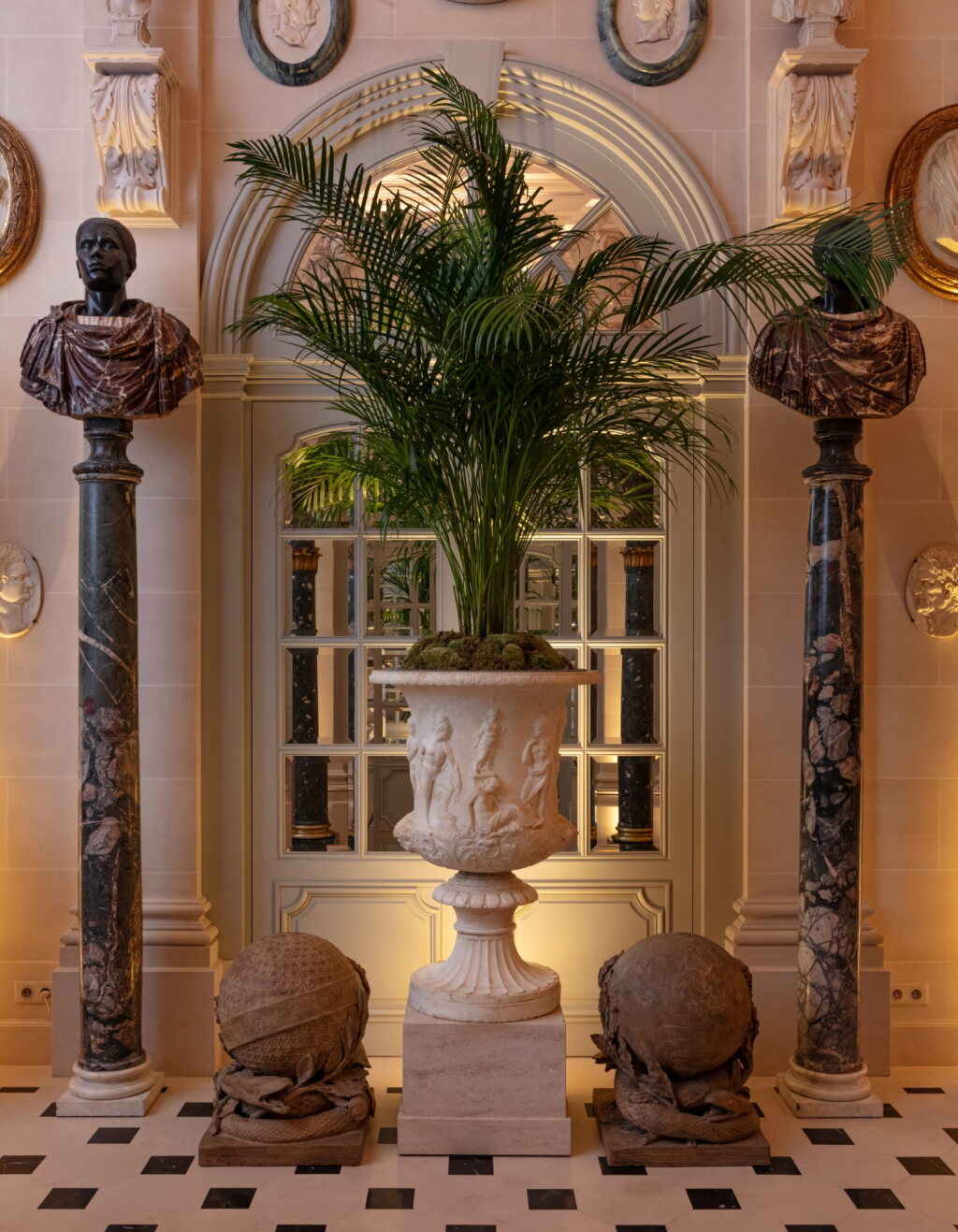 View full screen - View 1 of Lot 1018. A pair of Italian breccia and carrara marble columns, late 19th century.