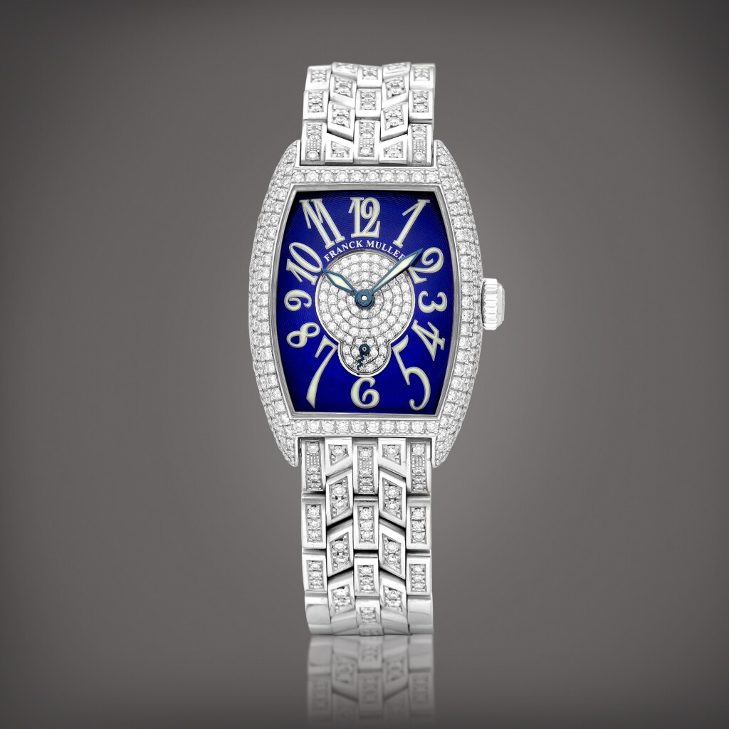 View full screen - View 1 of Lot 8913. Cintree Curvex, Reference 1750 S6 D CD | A white gold and diamond-set wristwatch with bracelet, Circa 2000 | Cintree Curvex 型號1750 S6 D CD | 白金鑲鑽石鏈帶腕錶,約2000年製.
