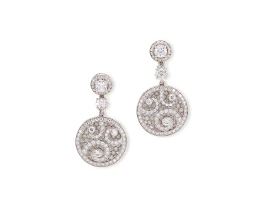 View full screen - View 1 of Lot 1846. 'Diamond on Diamond' Diamond Pendent Earrings | 格拉夫 | 'Diamond On Diamond' 鑽石耳墜一對.
