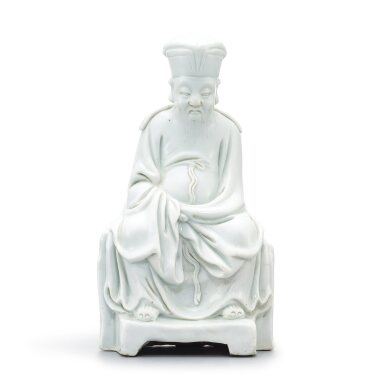 View full screen - View 1 of Lot 524. A Dehua figure of Wenchang, Qing dynasty, 17th century 十七世紀 德化白釉文昌帝君坐像.