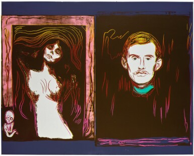 View full screen - View 1 of Lot 180. ANDY WARHOL | MADONNA AND SELF-PORTRAIT WITH SKELETON'S ARM (AFTER MUNCH) (SEE F. & S. IIIA.62).