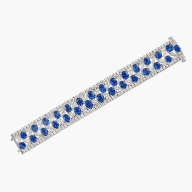 View full screen - View 1 of Lot 1762. Sapphire and Diamond Bracelet | 藍寶石 配 鑽石 手鏈.