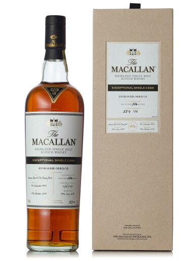 View full screen - View 1 of Lot 1050. The Macallan Exceptional Single Cask 2018/ASB-1683/13 53.4 abv 1950 (1 BT70).