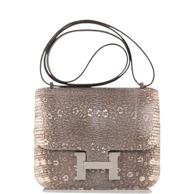 View full screen - View 1 of Lot 39. Hermès Ombre Constance 18cm of Varanus Salvator Lizard with Palladium Hardware.