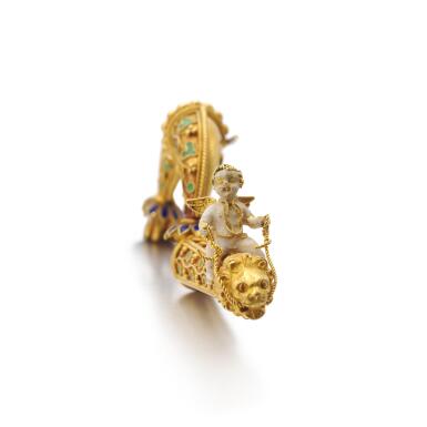 View full screen - View 1 of Lot 1. Enamel fibula| Fibula in smalti 1880 circa.