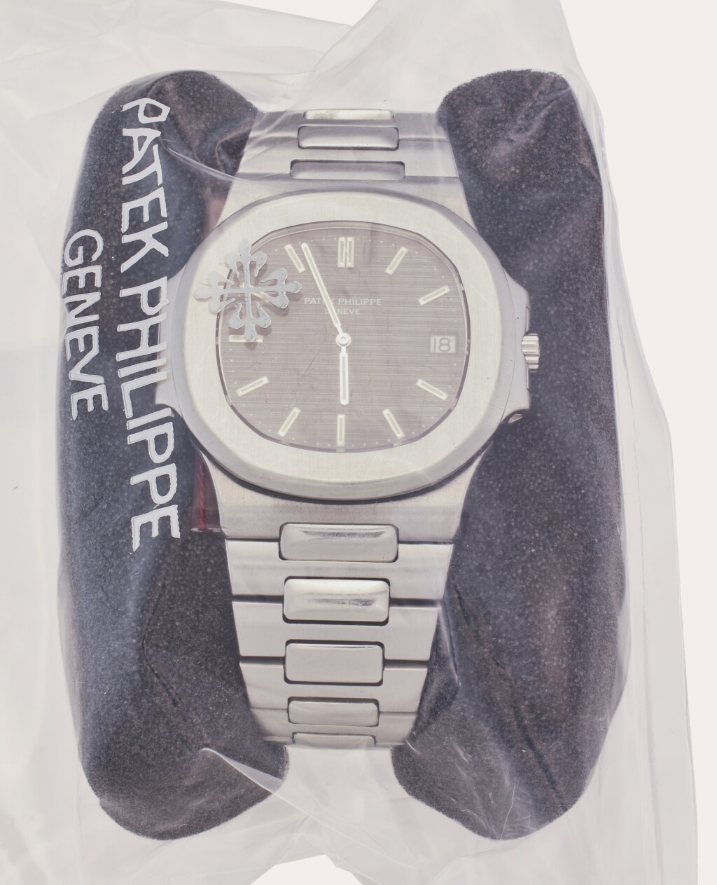 View full screen - View 1 of Lot 342. Reference 3700/11 ‘Jumbo’ Nautilus | A stainless steel automatic wristwatch with date and bracelet, Service Sealed, Made in 1981.