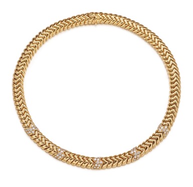 View full screen - View 1 of Lot 1286. BULGARI | 'SPIGA' GOLD AND DIAMOND NECKLACE | 寶格麗 | 'Spiga' 18K黃金 配 鑽石 項鏈.