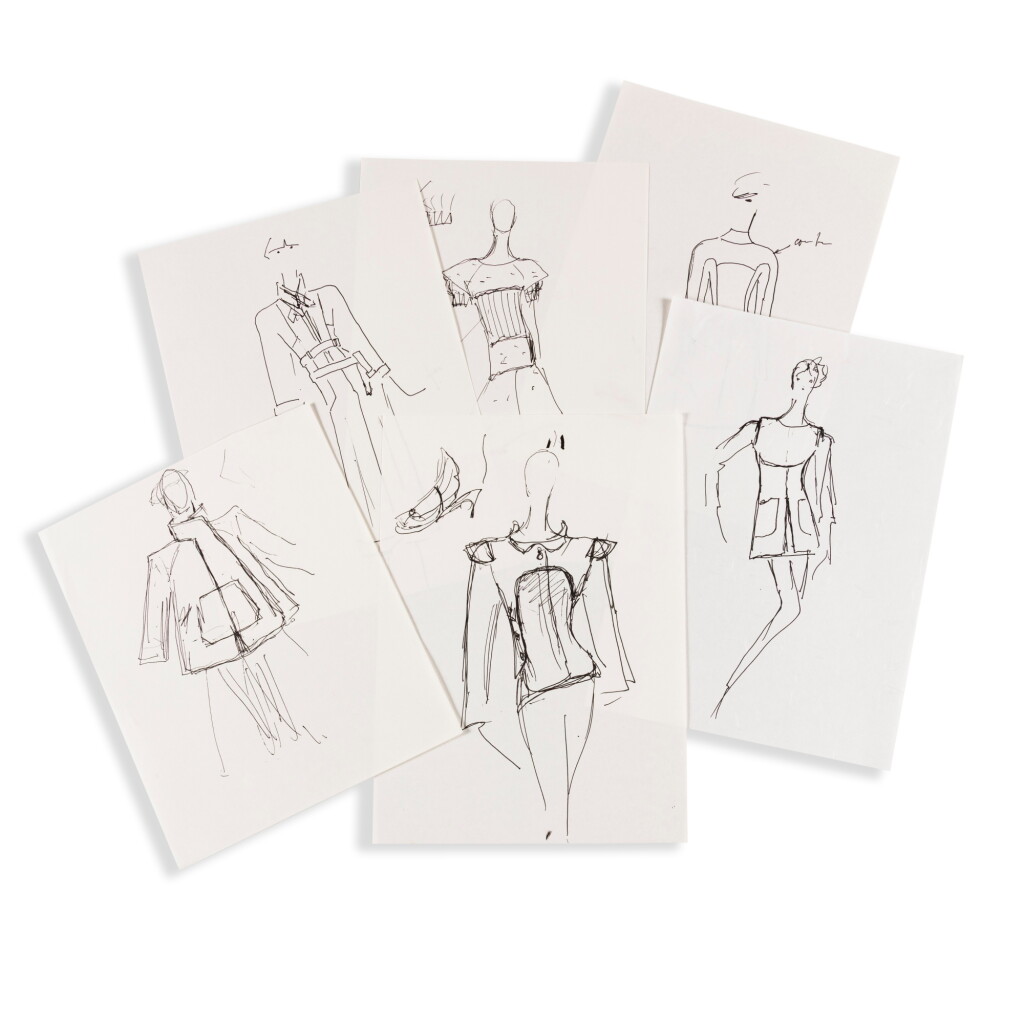 View full screen - View 1 of Lot 268. Six original sketches for fashion.