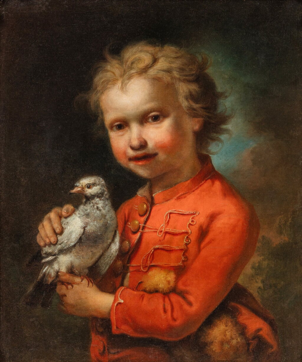 View full screen - View 1 of Lot 768. Portrait of a young boy with a bird, previously said to be Goethe as a child.