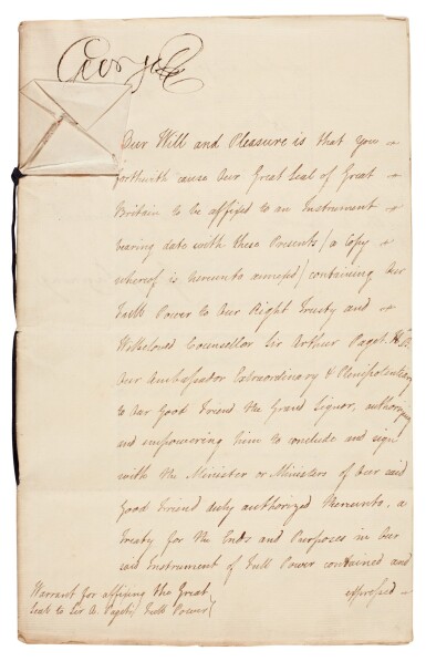 全螢幕檢視 - 查看45George III | document signed, appointing Sir Arthur Paget Ambassador to the Ottoman Empire, 1807的1