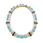Gold, Enamel, Turquoise, Lapis Lazuli and Diamond Necklace