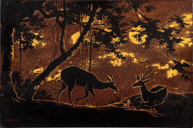 View full screen - View 1 of Lot 2. Song Gianh (20th century), Deers in the forest | Song Gianh (二十世紀), 林間野鹿.