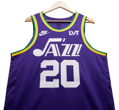 View full screen - View 1 of Lot 133. John Collins Utah Jazz 2023-2024 Kia NBA Tip-Off Game Worn Classic Edition Jersey | Double-Double.