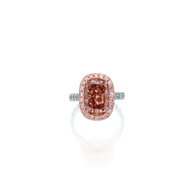 View full screen - View 1 of Lot 43. Fancy Deep Orangy Pink Diamond and Colored Diamond Ring.