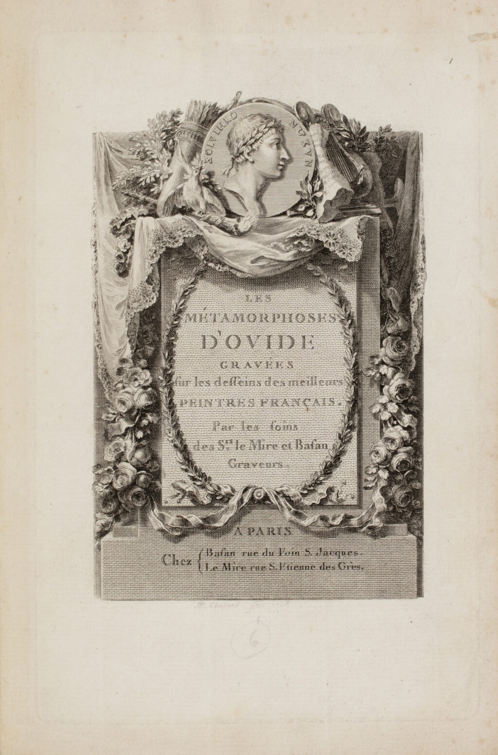 View full screen - View 1 of Lot 50. Suite de 53 planches avec un dessin original pour "Les Métamorphoses", Basan-Le Mire, 1767-1771.
