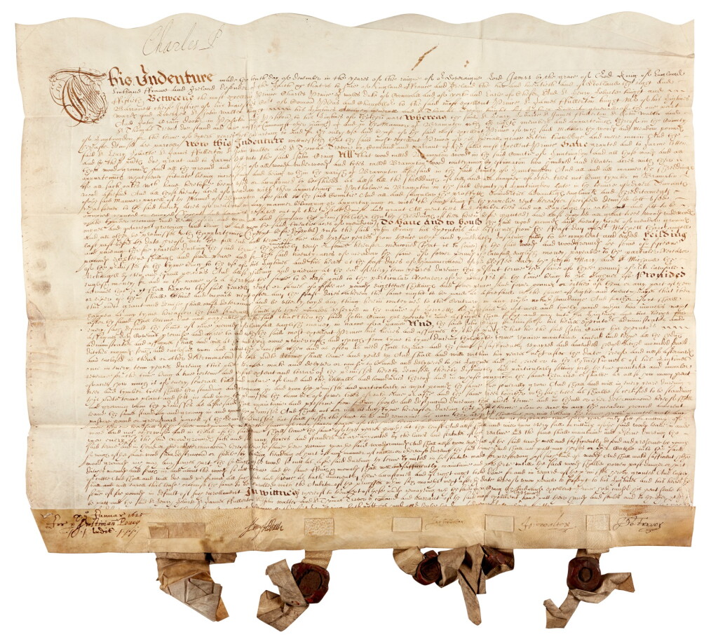 View full screen - View 1 of Lot 21. Charles I | Document signed, as Prince of Wales, granting Brampton Wood to John Craig, 10 December 1624.