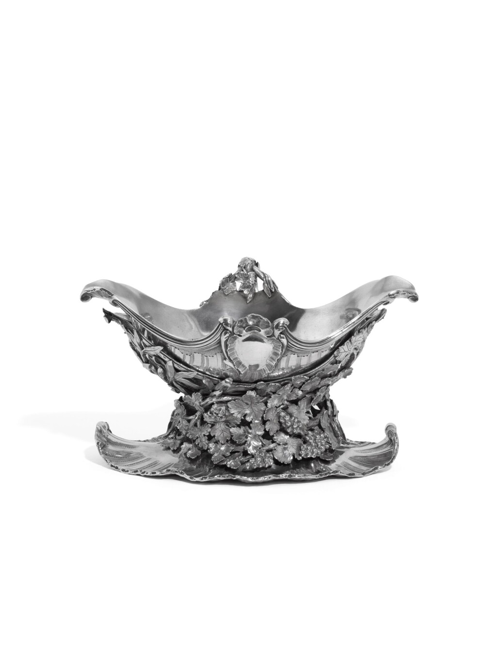 View full screen - View 1 of Lot 56. A French silver sauceboat on stand, Jean Baptiste François Chéret, Paris, 1762.