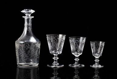 View full screen - View 1 of Lot 190. A set of two jugs and thirty-two cut-crystal glasses, Saint-Louis, "Cléo" model.