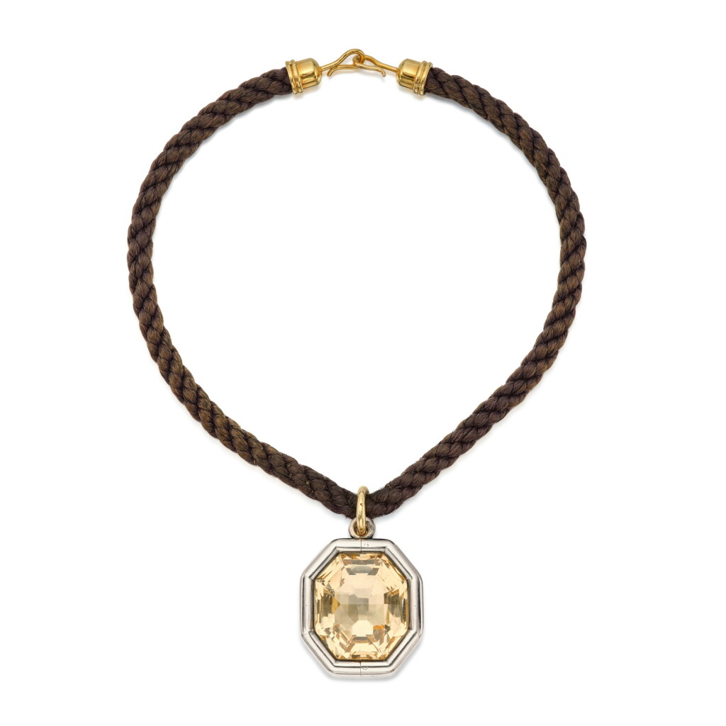 View full screen - View 1 of Lot 345. Citrine Pendant-Necklace, France.