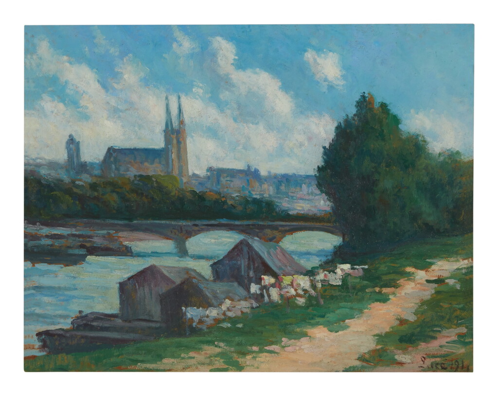 View full screen - View 1 of Lot 16. MAXIMILIEN LUCE | ANGERS, LES BORDS DE LA LOIRE.