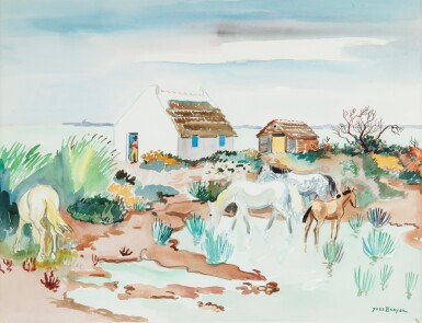 View full screen - View 1 of Lot 31. YVES BRAYER | CHEVAUX ET CABANES EN CAMARGUE .