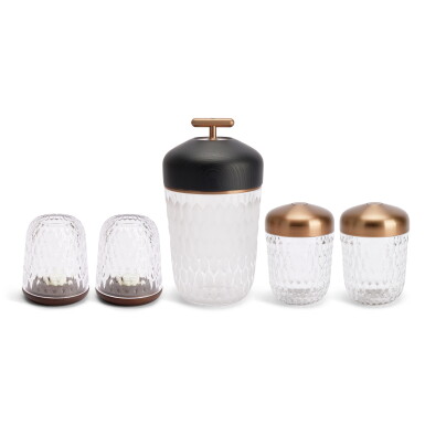 View full screen - View 1 of Lot 735. Set of Five Portable Lamps and Candleholders.