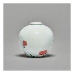 A RARE AND EXCEPTIONAL UNDERGLAZE-RED AND FAMILLE-VERTE 'ROSE' VASE, KANGXI MARK AND PERIOD