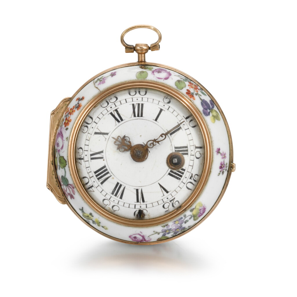 View full screen - View 1 of Lot 274. SWISS | A PORCELAIN WATCH CASE WITH ASSOCIATED MOVEMENT, CIRCA 1760.