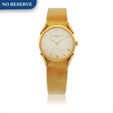 View full screen - View 1 of Lot 52. REF 6460 YELLOW GOLD WRISTWATCH WITH FANCY LUGS AND GAY FRERES BRACELET CIRCA 1965.