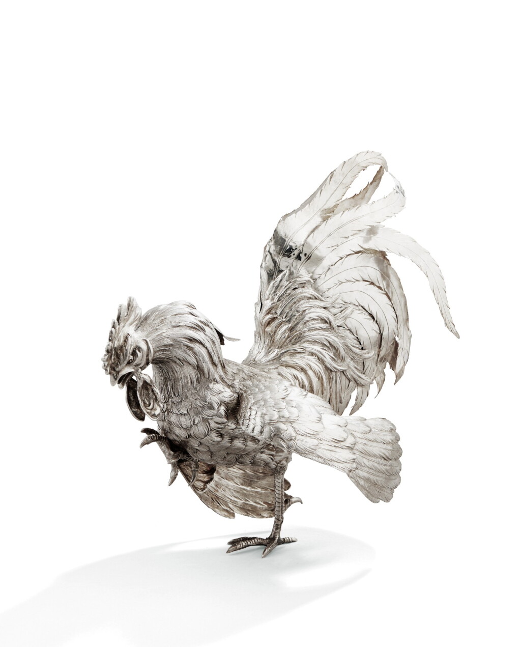 View full screen - View 1 of Lot 70. A SILVER LARGE ROOSTER, NERESHEIMER, HANAU, CIRCA 1925, IMPORTATION MARK 1928 | GRAND COQ EN ARGENT PAR NERESHEIMER, HANAU, VERS 1925, POINÇON D'IMPORTATION ANGLAIS POUR 1928.