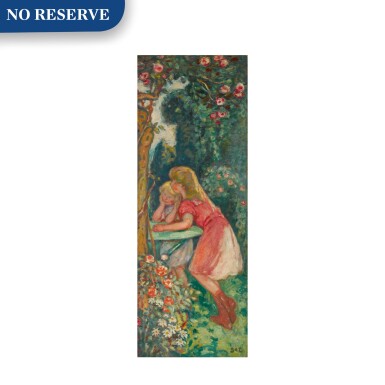 View full screen - View 1 of Lot 29. Fillettes dans un jardin fleuri.