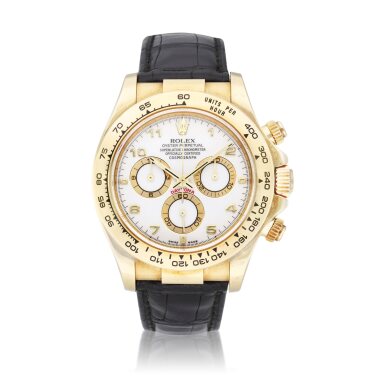 View full screen - View 1 of Lot 31. Reference 116518 Daytona | A yellow gold automatic chronograph wristwatch, Circa 2000.