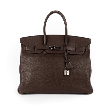 View full screen - View 1 of Lot 85. Chocolate Togo Leather Birkin 35 Palladium Hardware, 2009.